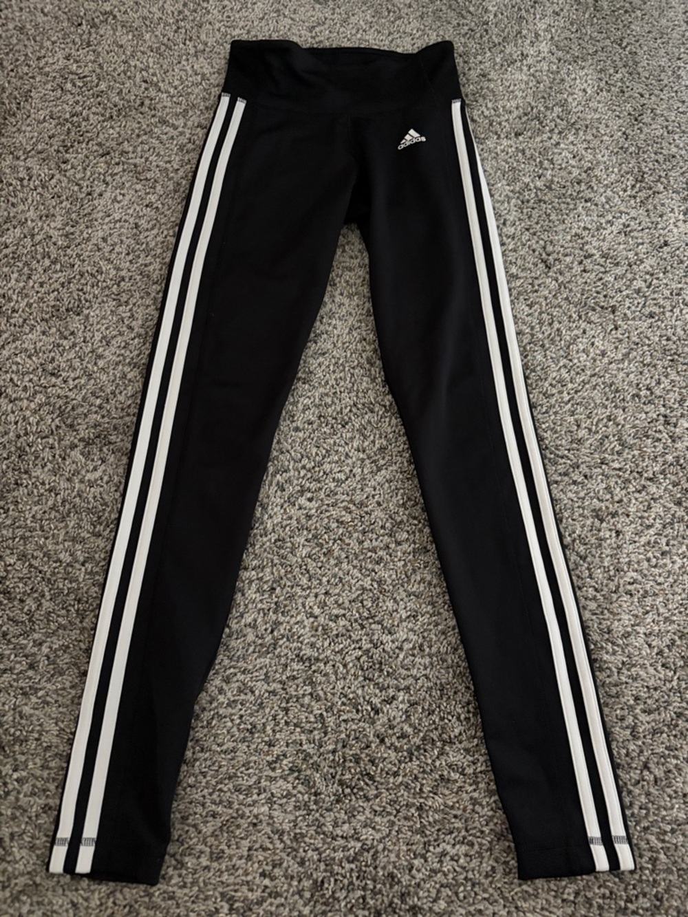 adidas Black Leggings with White Triple Stripes
